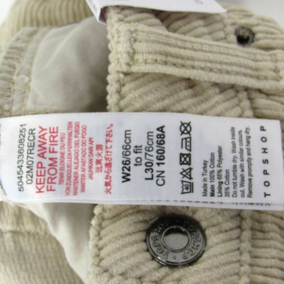 TOPSHOP Corduroy Mom Jeans In Cream Sz 4 - Picture 8 of 8